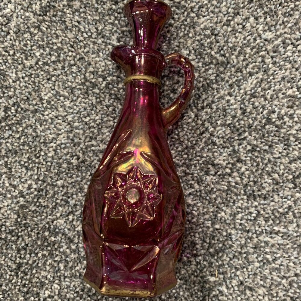 Glass pink and gold cruet